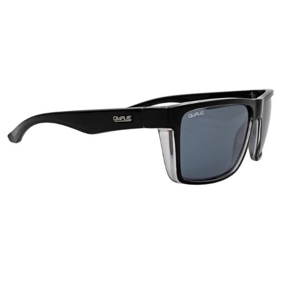 QWAVE Collection Jay Polarized Sunglasses, Shiny Black / Grey Spray - Picture 1 of 5